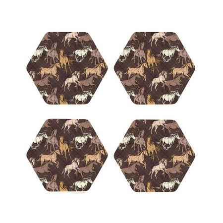 

Coasters Set of 4 - Extreme Sketch Cool Horse_D Drink Coasters for Tabletop Protection Leather Coasters for Living Room Decor and Housewarming Gift Hexagon