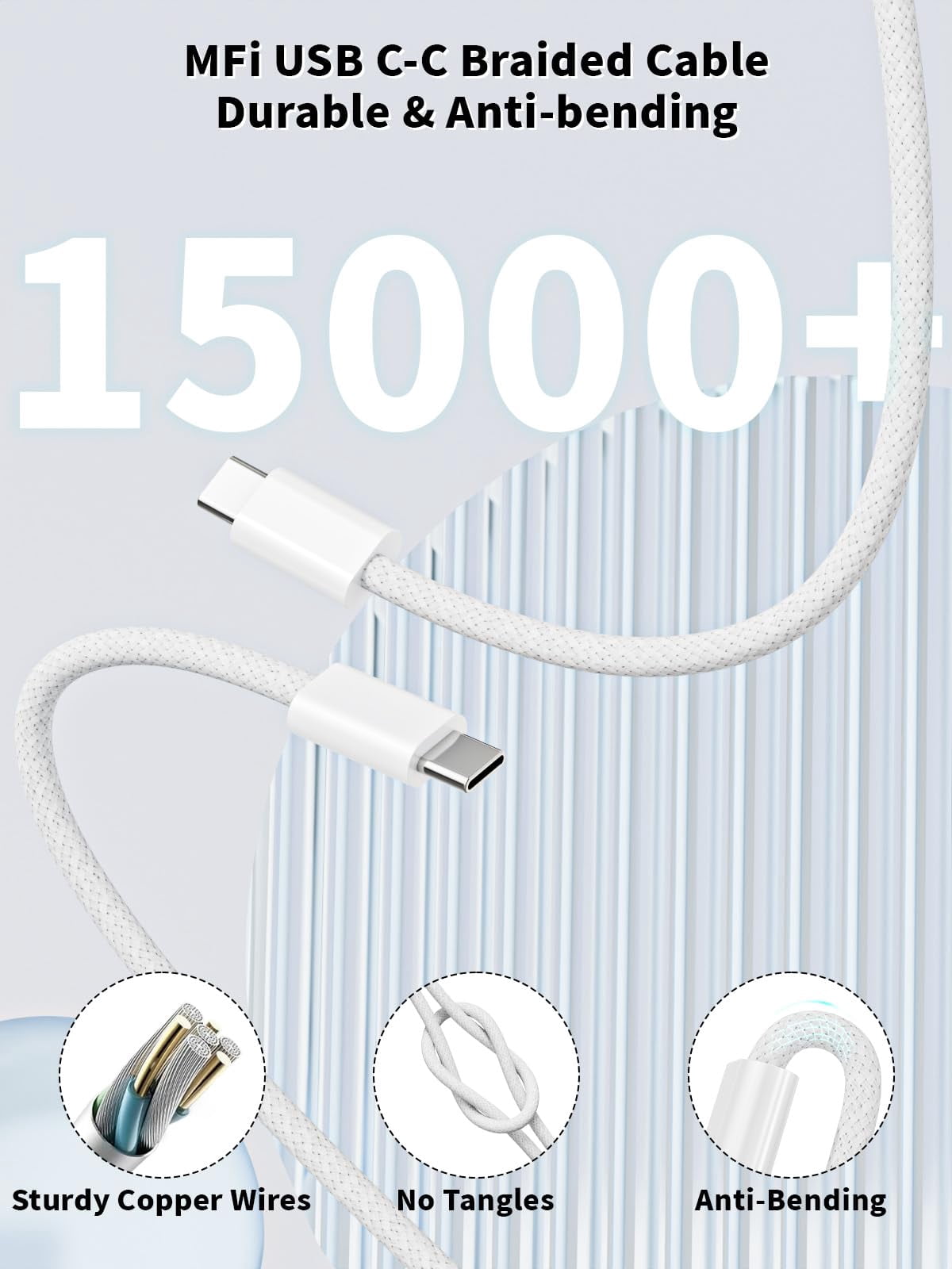 LujingZ 20W USB - C Fast Charger, with 6ft Woven USB - C Cord, Compatible for iPhone 17/16/15 Pro Max, iPhone Air, iPad Pro/Air/Mini