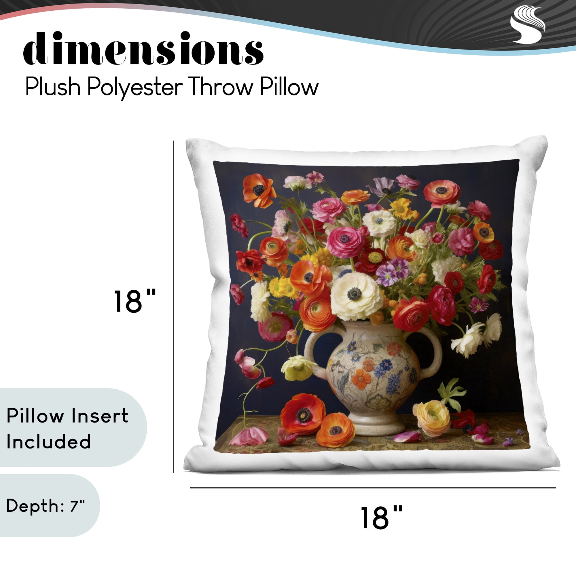 Stupell Industries Harmonious Bouquet Composition Decorative Printed Throw Pillow, design by Lazar Studio, 18 x 7 x 18