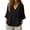 Black, variant on Womens Gauze Tops Summer Casual Peasant Blouse Linen Cotton Oversized Vneck Dressy Shirt Boho Flowy Long Sleeve Shirt