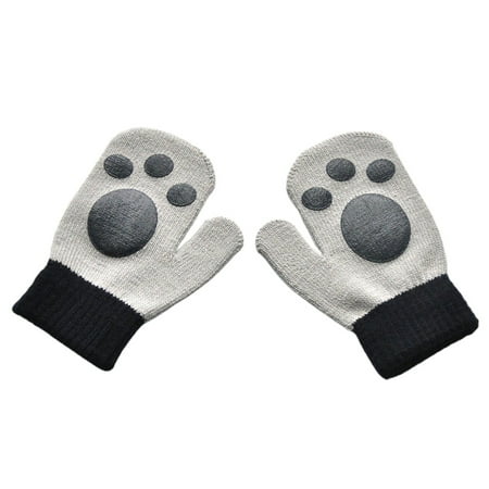 

1 Pair Children s Winter Full-fingers Knitted Glove Stretchy Warm Gloves Child