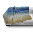 thumbnail image 3 of Art Soft Flannel Fleece Throw Blanket, Tropical Sandy Beach Pure Waves Tranquil Ocean Under Clouds Summer Scenery, Cozy Plush for Indoor and Outdoor Use, 70" x 90", Navy Blue Pale Brown, by Ambesonne, 3 of 6