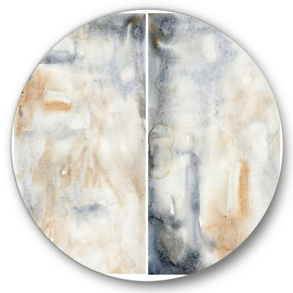 Designart 'Abstract Paste With Dark Blue and Beige' Modern Circle Metal Wall Art 36x36 - Disc of 36