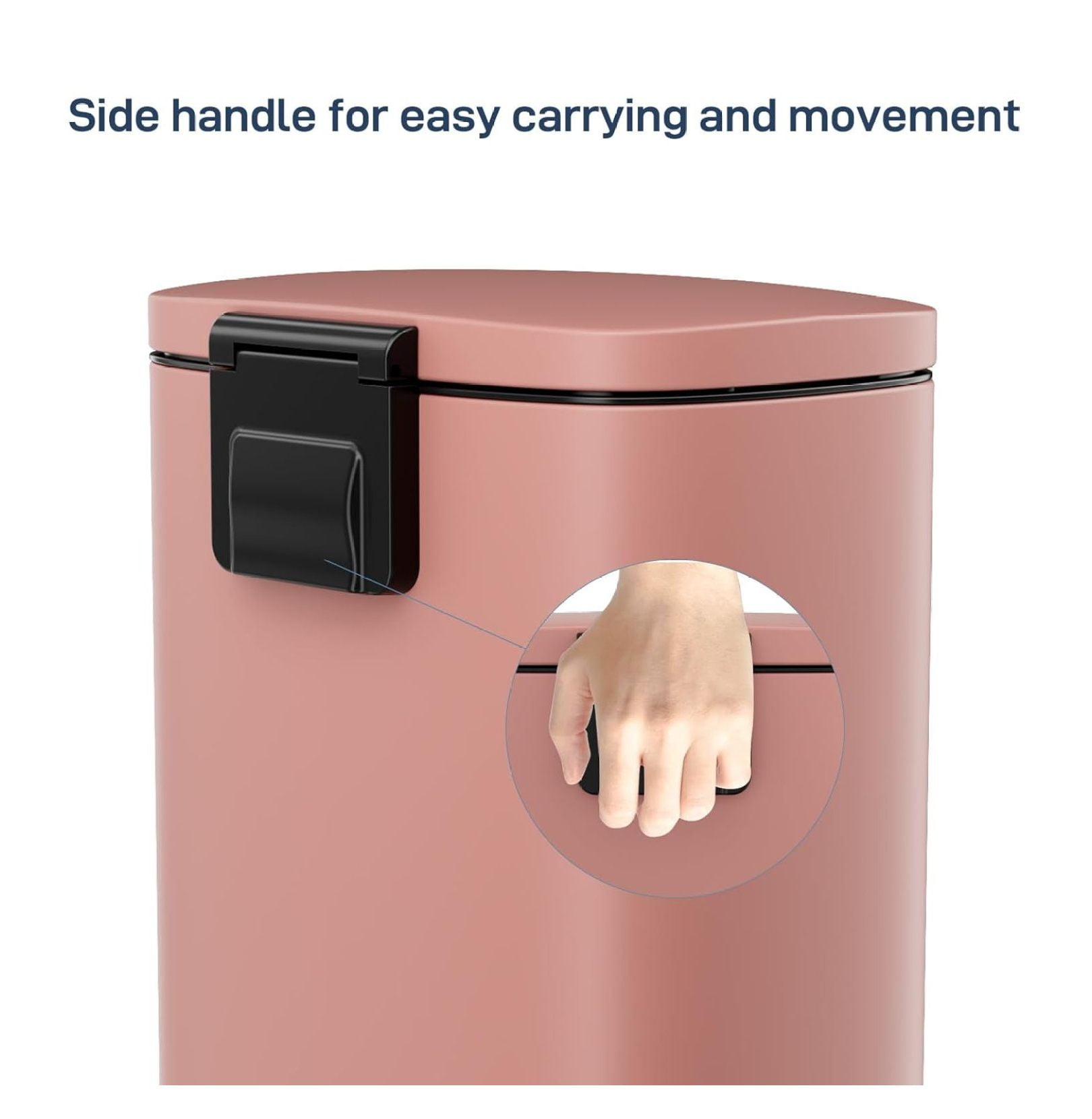 8/13.2 Gallon Step Trash Can, Stainless Steel Garbage Bin, Soft-Close Rubbish Bin with Removable Plastic Inner Bucket, Fingerprint-Proof, Lid Dustbin, Suit for Kitchen Home (Pink, 50L)