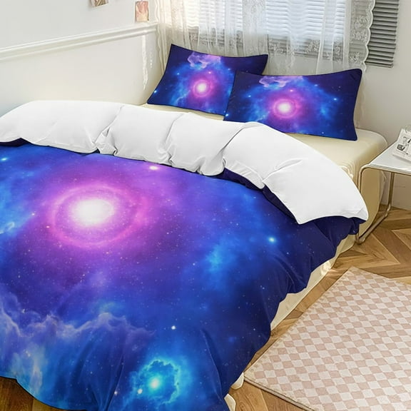 Galaxy Nebula Dream Duvet Cover Set Bedding Set Polyester Quilt Cover for Bedroom Decoration