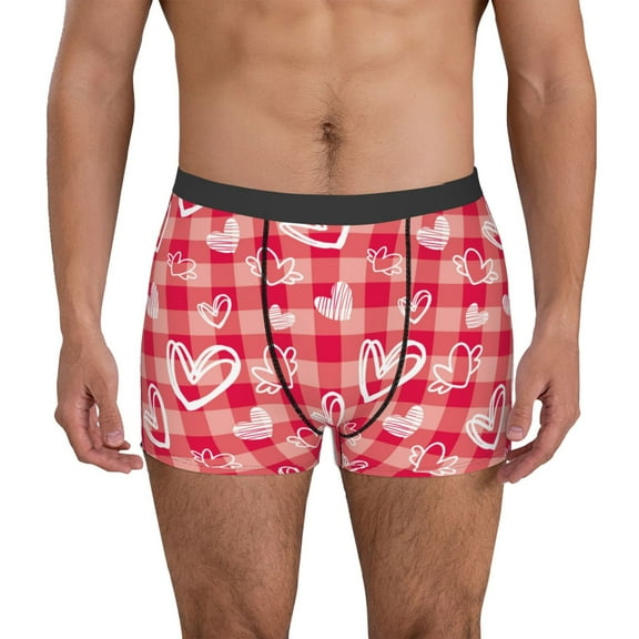 Kdxio valentine day with heart Men's Boxer Briefs,Soft and Breathable Cotton Underwear with ComfortFlex Waistband-Small