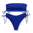 thumbnail image 3 of Bikini Split Drawstring Tube Top Female Swimwear Without Steel Support Including Breast Pad, 3 of 13