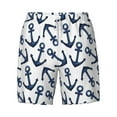 thumbnail image 4 of Lsque Mens Swim Trunks Navy Blue Anchor Pattern - Bathing Suit Compression Liner - Beach Swim Shorts Swimwear - (S-3XL) - Stretch Quick Dry -Medium, 4 of 9
