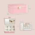 thumbnail image 2 of Lolalet 2 Layer Jewelry Box for Teen Girls & Young Women, Jewelry Organizer Case with Round Clasp and Mirror for Earrings Rings Necklaces Storage, Gift Idea -Pink, 2 of 6