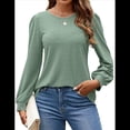 thumbnail image 1 of Blusas de Larga con Ojales para Mujer, -Otoño 2025, Cuello Redondo, Blusas Informales Holgadas, Conjuntos de Moda. Verde XXL, 1 of 10
