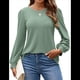 thumbnail image 1 of Blusas de Larga con Ojales para Mujer, -Otoño 2025, Cuello Redondo, Blusas Informales Holgadas, Conjuntos de Moda. Verde L, 1 of 10