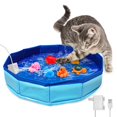 thumbnail image 1 of Piscina interactiva para gatos Eelexa, a prueba de salpicaduras, con 6 juguetes con forma de pez, 1 of 6