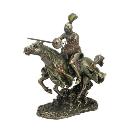Jousting Armored Knight with Lion Emblem Shield Riding Horse Bronze (Bronze Horse Statues The Best Bronze Statues)