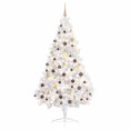 thumbnail image 3 of vidaXL Artificial Half Pre-Lit Christmas Tree White and Gold with Ball Set 150 Lights, 3 of 11