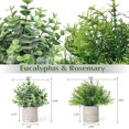 thumbnail image 3 of Set of 4 Fake Plant Indoor, Artificial Potted Eucalyptus Rosemary Mini Succulents Faux Plants in Paper Pulp Pots for Home Decor Living Room Bedroom Desktop Bookshelf Decoration, 3 of 5