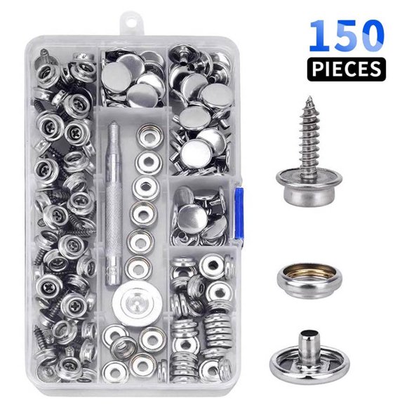 Xingzhi 150 Pcs/set Stainless Steel Snap Button Boat Sailcloth Canvas Snap Fastener Socket Screw Kit with Setting Tool