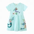 thumbnail image 1 of gdxvjhbj Robe Préado Fillette Robes Florales Pois Manches Courtes Princesse Robe Trapèze 5T 6T (Bleu Clair,5-6 Ans), 1 of 8
