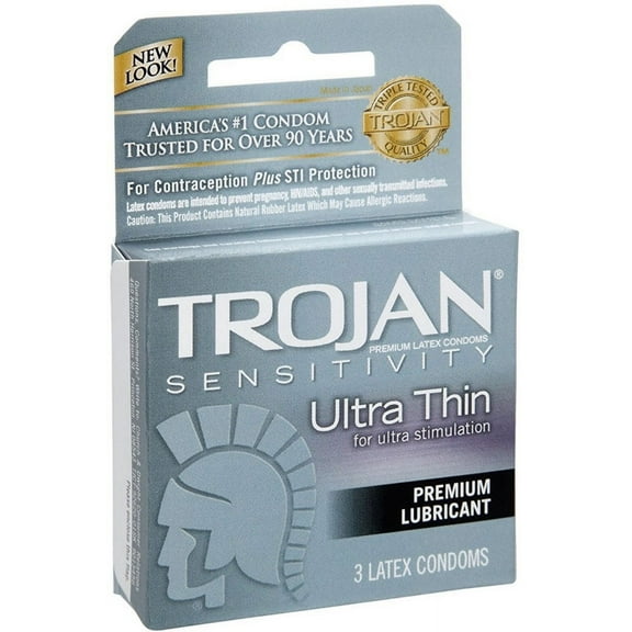 2 Pack - TROJAN Sensitivity Ultra Thin Lubricated Premium Latex Condoms 3 ea