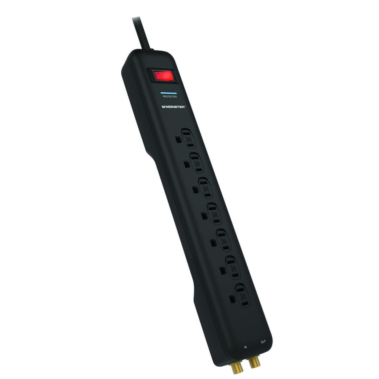 Monster 3001103 6 ft. 7 Outlets Power Strip with Surge Protection, Black