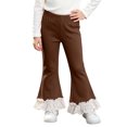 thumbnail image 3 of Rvasteizo Girls Flare Pants Cotton Fabric Lace Hem Outdoor Casual Long Pants for Kids 1-11Y 6 Years, 3 of 5