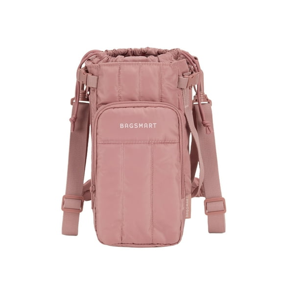 Bagsmart Unisex Expandable Water Bottle Carrier Bag for 32 oz to over 64 oz, Crossbody Water Bottle Holder with Adjustable Shoulder Hand Strap, Pink