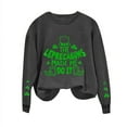 thumbnail image 4 of Herrnalise Women's St. Patrick's Day Clover Printed Tops Irish Shamrock Sweatshirt Long Sleeve Slouchy Pullover Tops Gear up for greatness for less, 4 of 4