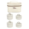 thumbnail image 1 of Contenedor de almuerzo aislado 304 Acero inoxidable Sellado Multifunción Portátil Redonda Térmica Bento Box con Bolsa Térmica Beige 4 Piezas, 1 of 10