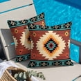 thumbnail image 4 of Teal Red Tribal Geometric Throw Pillow Cover Vintage Boho Native Abstract Cotton Linen Cushion Cover Throw Pillow Case with Invisible Zipper for Couch Sofa Bed Chair Car 26x26 Inch, 4 of 9