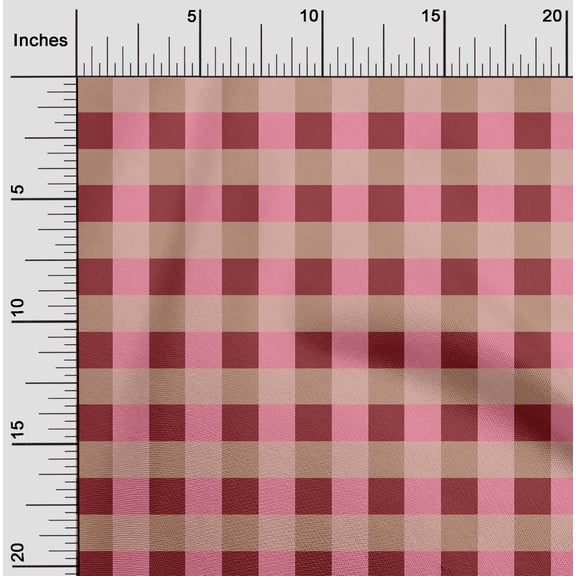 oneOone Cotton Poplin Twill Medium Pink Fabric Gingham Check Craft Projects Decor Fabric Printed By The Yard 56 Inch Wide