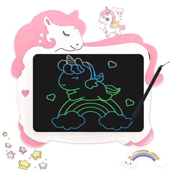 KiddiTouch LCD Writting Tablet for Kids 10 Inch Erasable Doodle Board Mess Free Drawing Pad for Girls Educational Toys 3-8 Years Old Girls Birthday Gift (Pink)