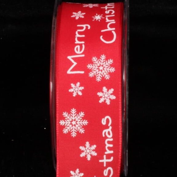 The Ribbon People Sparkling Red and White Snowflakes Wired Craft Ribbon 1.5" x 27 Yards