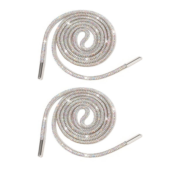 lixuesong 2Pcs Glittering Shoelaces 140cm Rhinestones Round Laces String for Festivals and Event Sneakers Hoodie Sweatpants