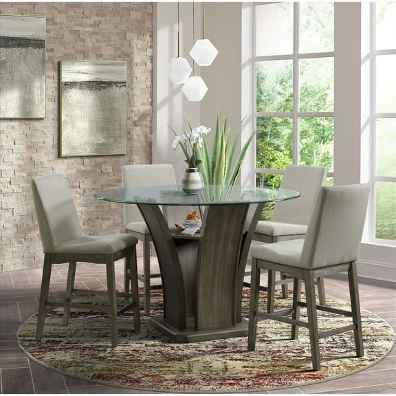 Counter Height Side Chairs - Grey Dining Room Chairs - Set of 2 - Modern Upholstered Seating
