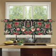 thumbnail image 4 of Yayeee Kitchen Curtains Tier Set of 2 Light Filtering 57"x24" Over Sink Window Panels, Black Christmas Holly, 4 of 7