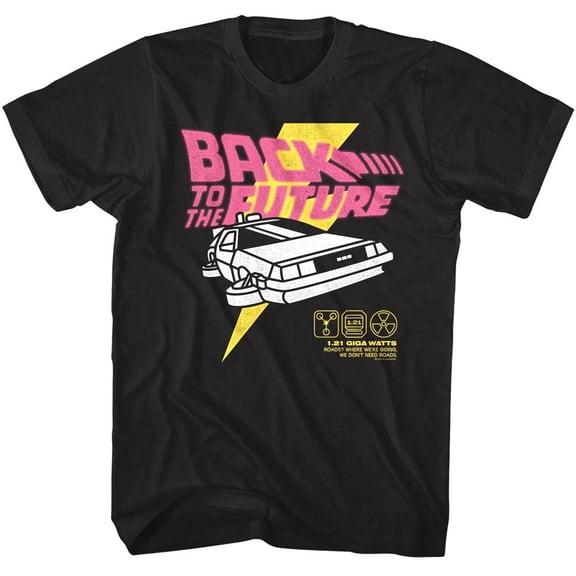 Back To The Future Electric Bolt Men's T Shirt (Black, AdultXL)