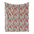 thumbnail image 1 of London Soft Flannel Fleece Throw Blanket, Doodle English Crown London Cab Telephone Booth Watch Big Ben Umbrella Bicycle, Cozy Plush for Indoor and Outdoor Use, 60" x 80", Multicolor, by Ambesonne, 1 of 6