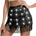 thumbnail image 2 of UQJfacai Sparkly Sequin Fringe Skirt Light Up Tassel Shorts Belly Dance Skirts Rave Festival Outfits for Women, 2 of 6