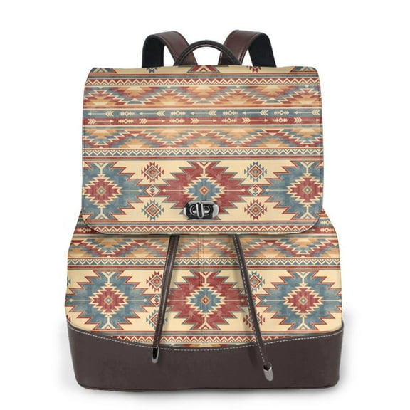 Kuqiui Traditional Tribal Aztec Print Leather Backpack Purse For Women Fashion Ladies Vintage Bags Casual College Travel Backpacks bag