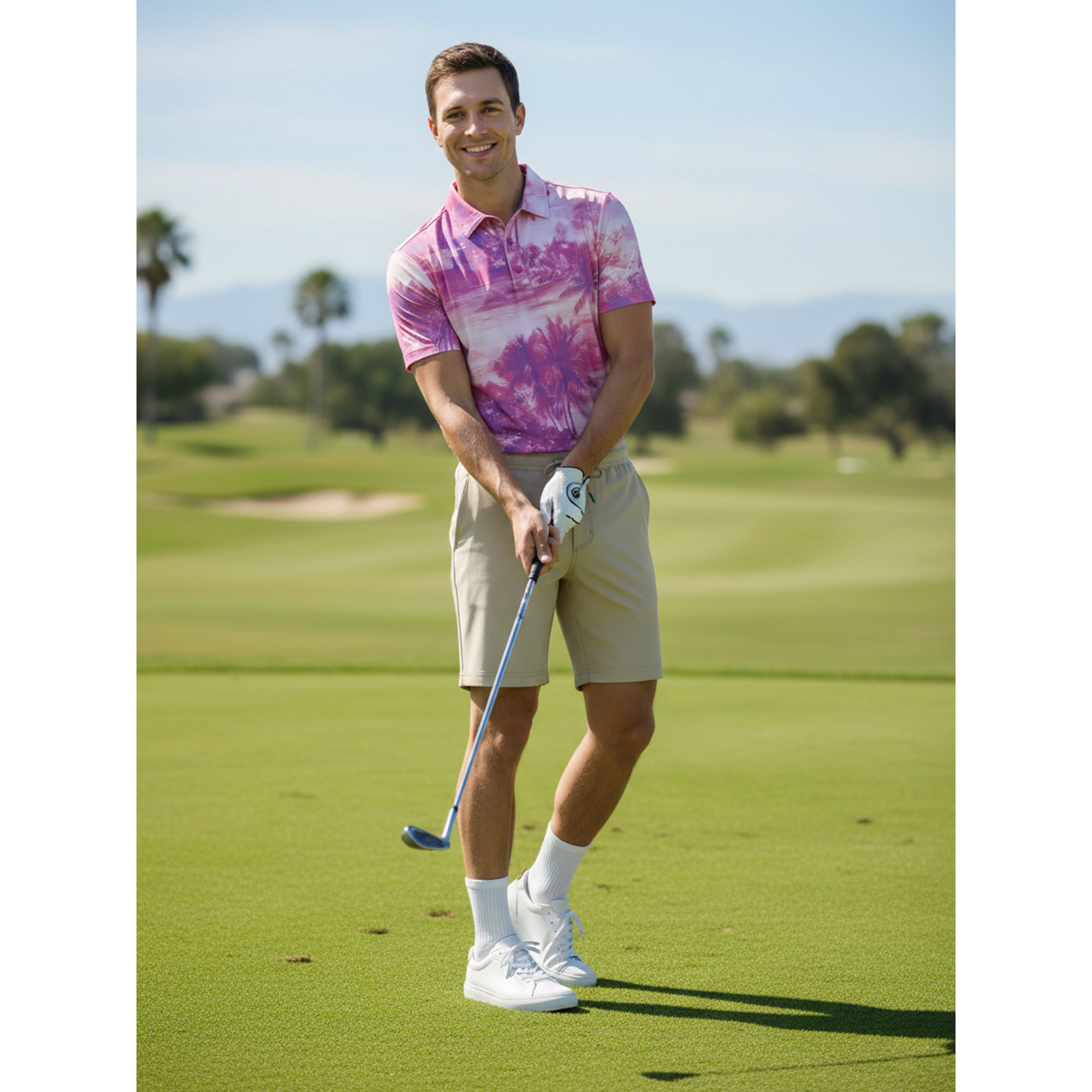 Birdie Bound Men's & Big & Tall Men's Vintage Honolulu Print Polo Top, Sizes XS to 4XLT
