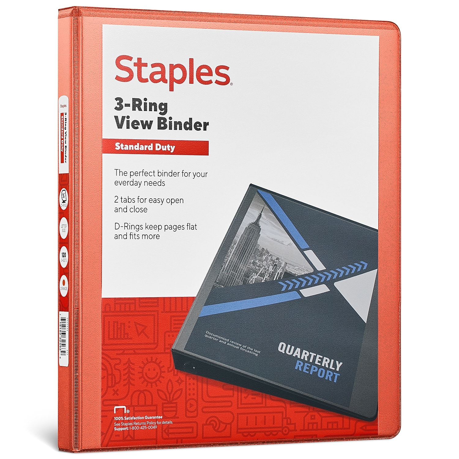 Staples Standard 1/2-Inch D-Ring Binder, Orange