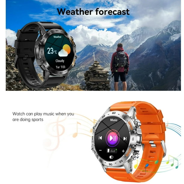 TUTT K52 Metal Case Military Rugged Smart Watch 1.39 HD IP67 Tactical SmartWatch for Men with BT Call Pedometer with 21 Sport Modes Smartwatch 2 Straps Rubber Metal Walmart