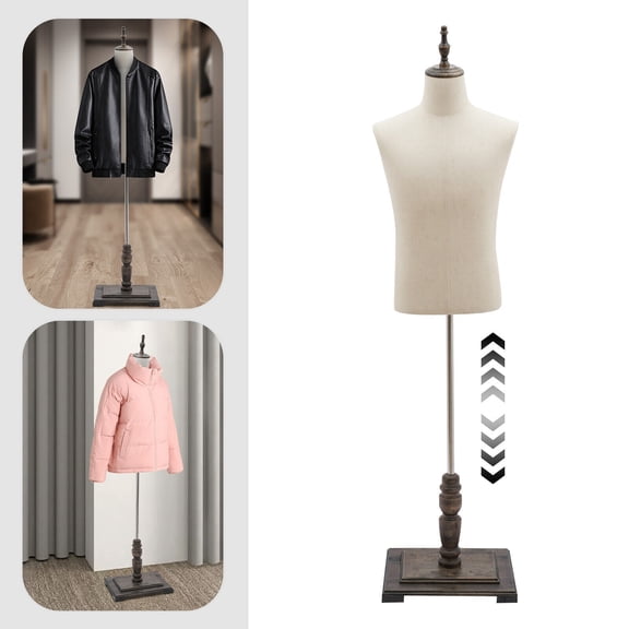 Male Mannequin Model with Stand, Mannequin Dress Form Half-Length Model