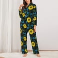 thumbnail image 2 of Honeii Sunflowers And Blue Flower print Women's Pajama Sets Long Sleeve Button Down Sleepwear Nightwear Soft Pjs Lounge Sets-XX-Large, 2 of 7