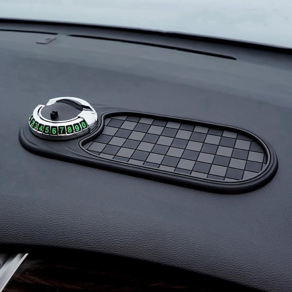 Multifunction Car Anti-Slip Mat Auto Universal Phone Holder, Rotatable Anti Skid Car Dashboard Pad with Temporary Parking Numbe and Large Pad for Phones Sunglasses Keys Gadgets