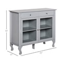 thumbnail image 3 of HOMCOM Buffet de Rangement, Armoire de Cuisine avec Porte Vitrée et 2 Tiroirs, Gris, 3 of 9