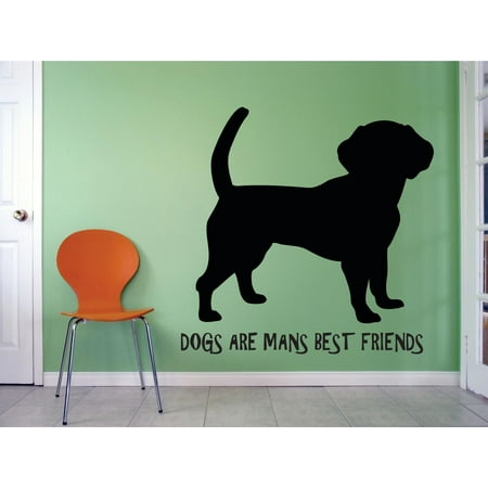 Dogs Are Mans Best Friends Animal Silhouette Custom Wall Decal Vinyl Sticker Boy Girl Bedroom Art 12 Inches X 12 (Boy And Dog Best Friends)