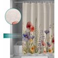 thumbnail image 3 of Shower Curtain Waterproof Shower Curtain for Bathroom,Bathtub,Shower, Vintage Watercolor Flowers Lavender Shower Curtain Set with Hooks for Home Decoration 72x72 Inch, 3 of 6