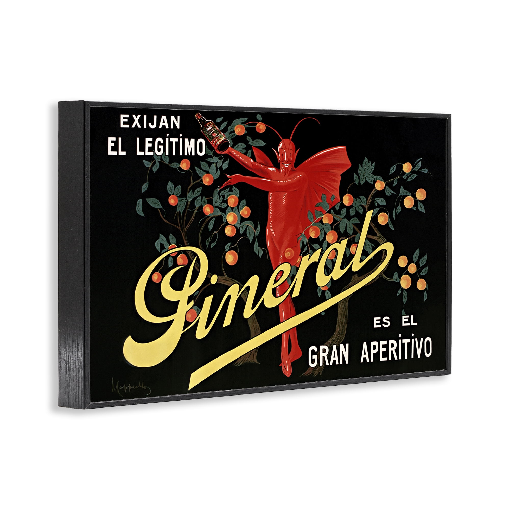Stupell Industries Aperitif Poster with Character Black Framed Giclee Art, design by Leonetto Cappiello