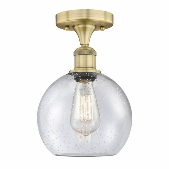 Innovations Lighting Edison Athens - 1 Light 8" Semi-Flush Mount Brushed Brass/Seedy