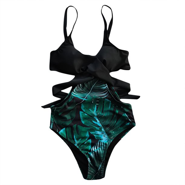 Gibobby Traje de baño de una pieza Bikini Traje de baño de una pieza Traje de baño estampado Playa Damas Sin espalda Sexy Trajes de baño sexy Conjunto de(Negro,M)